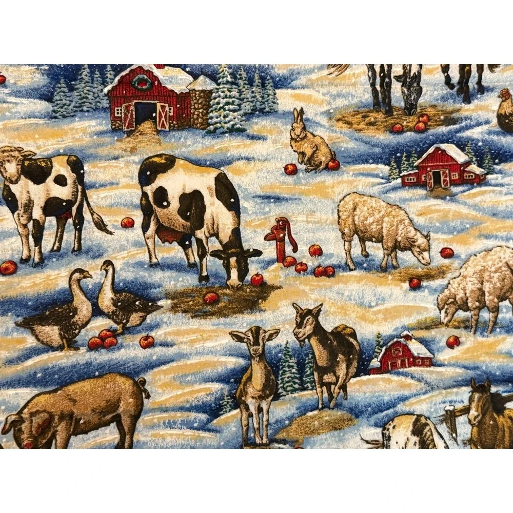 VTG new‎ Farm Winter Fabric 1 yard scene 35